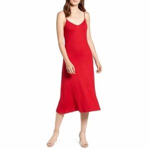 Reformation Ribbed Shell Dress in Cherry